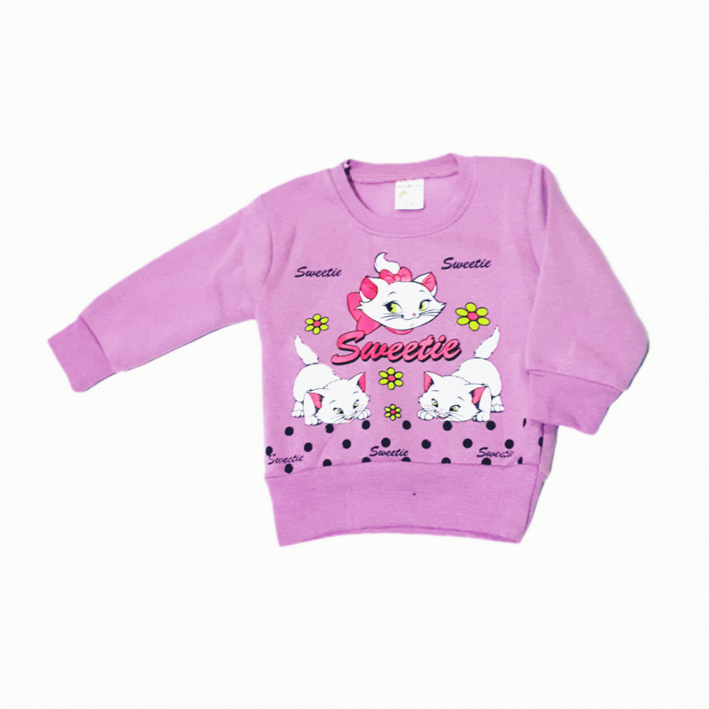 Sweetie Kedi baskılı sweatshirt takım 6 Ay - 3 Yaş Lila - Görsel 3