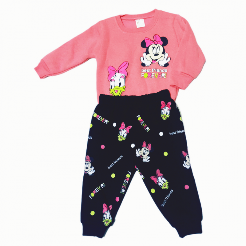 Best Friends Forever baskılı sweatshirt takım 6-18 Ay Pembe
