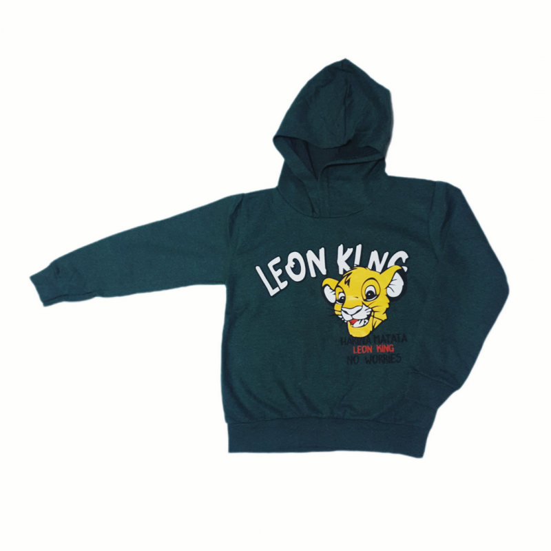 Aslan baskılı sweatshirt takım 6-10 Yaş K. Yeşil - Görsel 3