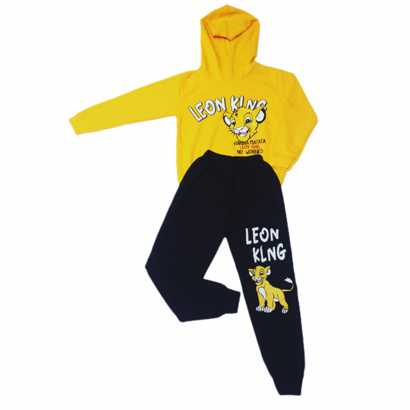 Aslan baskılı sweatshirt takım 6-10 Yaş Sarı