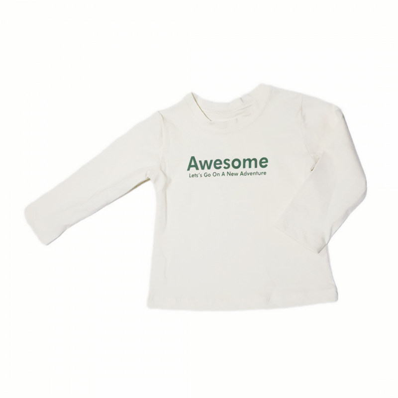 Awesome baskılı t-shirt 2-6 Yaş Krem